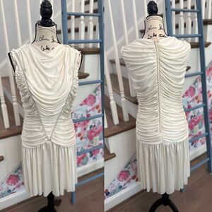 Embellished Vintage Claralura White Ruched Dress